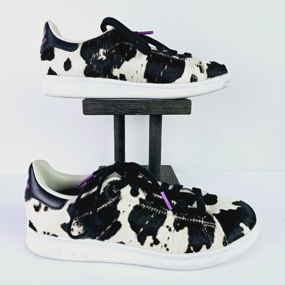 Adidas Stan Smith Cow Print Pony Hair Sneakers, Sz 6 - Picture 3 of 11